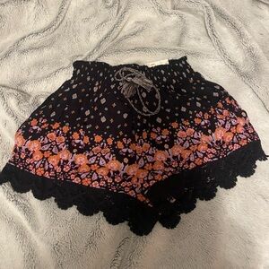 Kohl's Black and Orange Floral Shorts